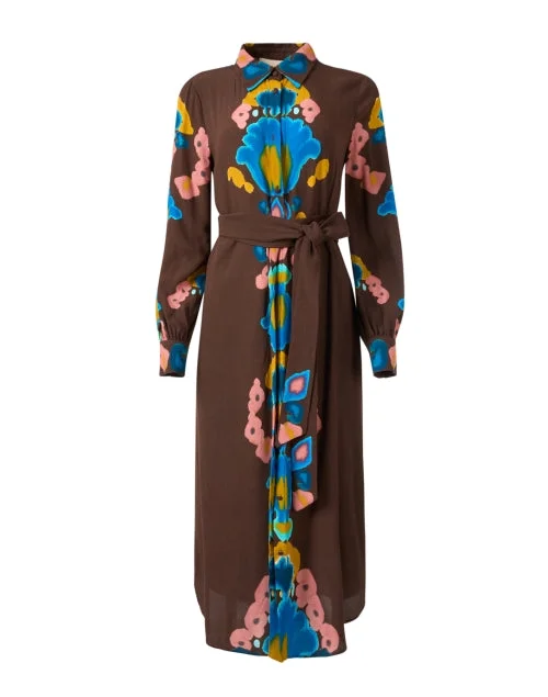  Loretta Brown Ikat Print Dress