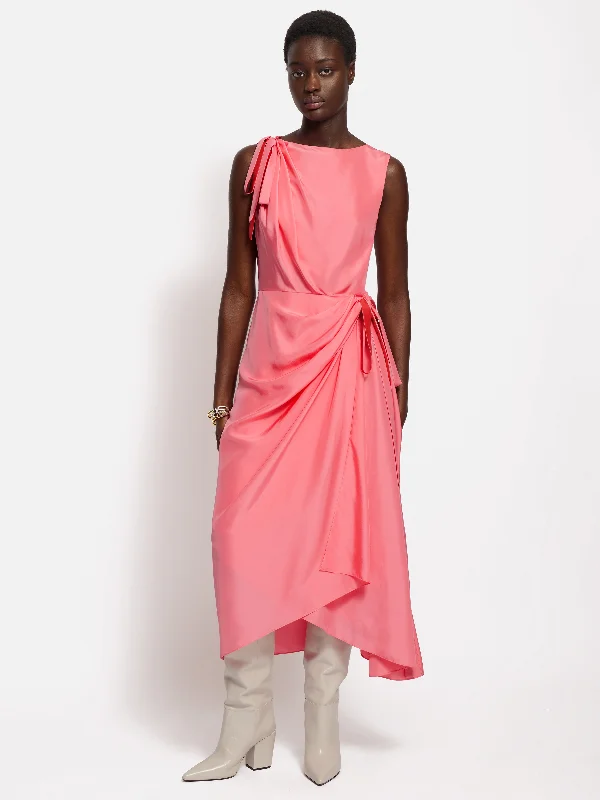 Midi dresses with ruffled hems for a romantic date night Roksanda Silk Bow Dress | Pink Midi dresses with ruffled hems for a romantic date night Roksanda Silk Bow Dress | Pink