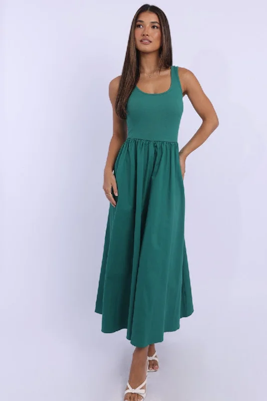 Midi dresses with ribbed textures for a unique and tactile appearance Green Midi Dress Ribbed Bodice Midi dresses with ribbed textures for a unique and tactile appearance Green Midi Dress Ribbed Bodice
