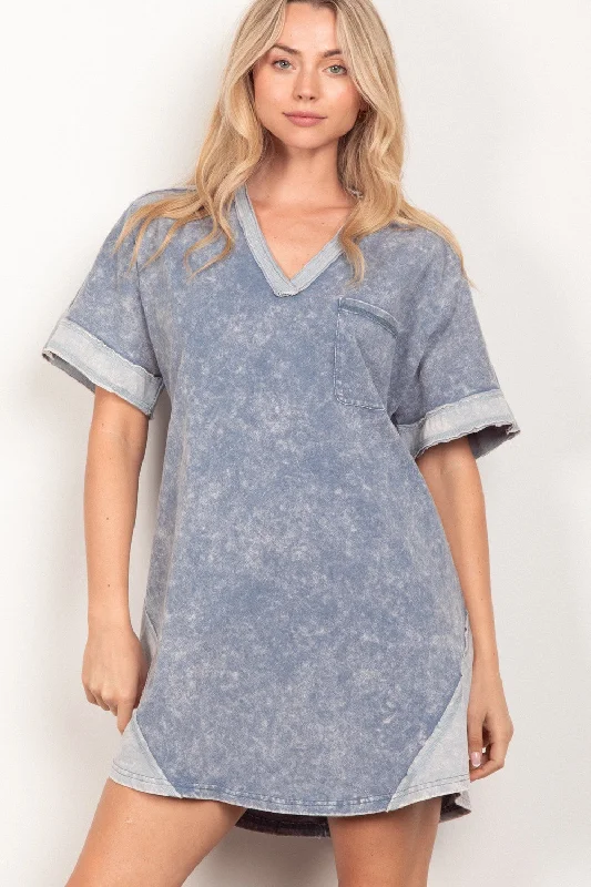 Petite - fit Everyday Dress with Ruffled Sleeves Very J Short Sleeve V-Neck Tee Dress Petite - fit Everyday Dress with Ruffled Sleeves Very J Short Sleeve V-Neck Tee Dress