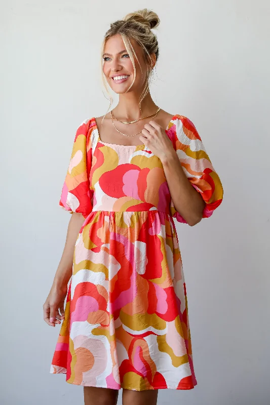  FINAL SALE - Express Yourself Peach Babydoll Mini Dress