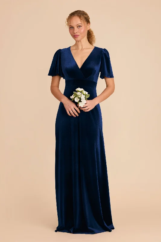 Nursing friendly maternity dress for breastfeeding Marni Velvet Dress - Navy