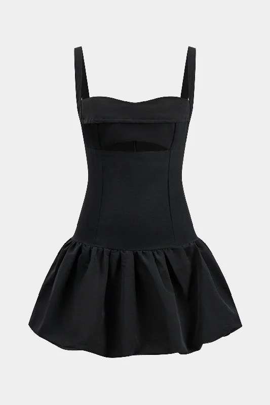 Mini dresses with high - low hems for a modern twist Pleated Cut Out Zipper Puff Hem Slip Mini Dress Mini dresses with high - low hems for a modern twist Pleated Cut Out Zipper Puff Hem Slip Mini Dress