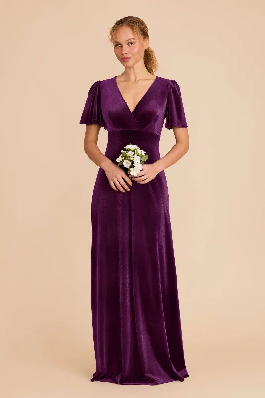 V neck maternity bodycon dress for photoshoot Marni Velvet Dress - Fig