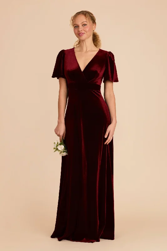 Maternity dress for a baby's first visit to the rose garden Marni Velvet Dress - Cabernet Maternity dress for a baby's first visit to the rose garden Marni Velvet Dress - Cabernet