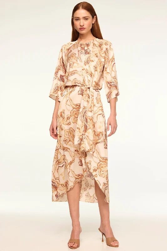 Midi dresses with belted waists to accentuate the figure ADINA DRESS