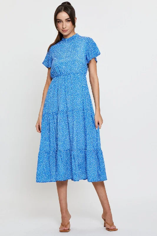 Midi dresses with pom - pom trims for a playful and festive look Geo Print Midi Dress Short Sleeve Midi dresses with pom - pom trims for a playful and festive look Geo Print Midi Dress Short Sleeve