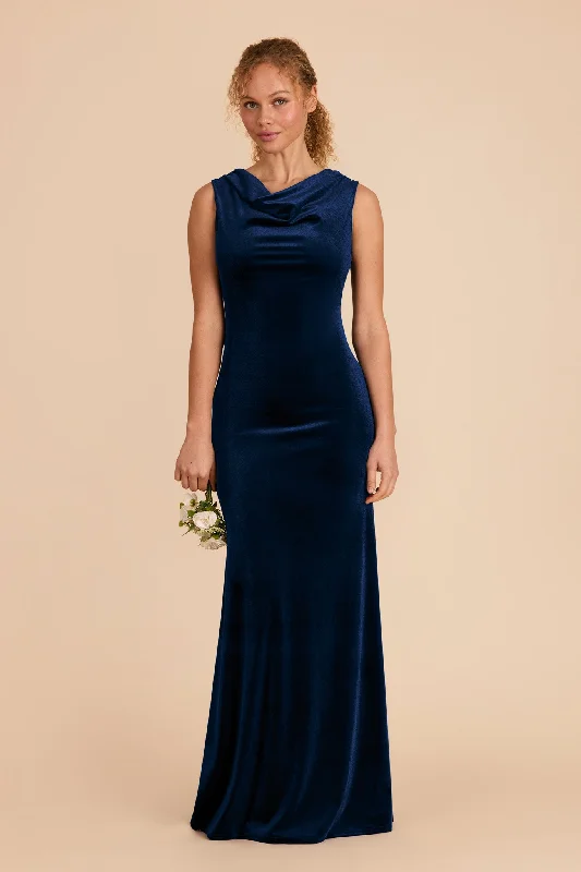 Maternity dress for a baby's first visit to the botanic garden Fallon Velvet Dress - Navy Maternity dress for a baby's first visit to the botanic garden Fallon Velvet Dress - Navy