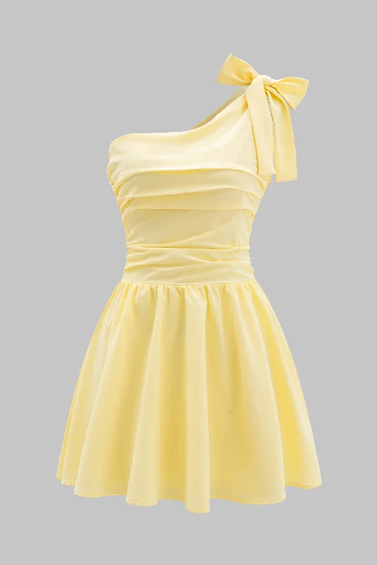 Ruffled mini dresses for a romantic touch Ruched Tie One Shoulder Mini Dress