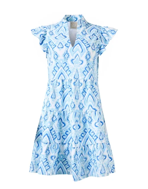  Blue Ikat Cotton Tunic Dress