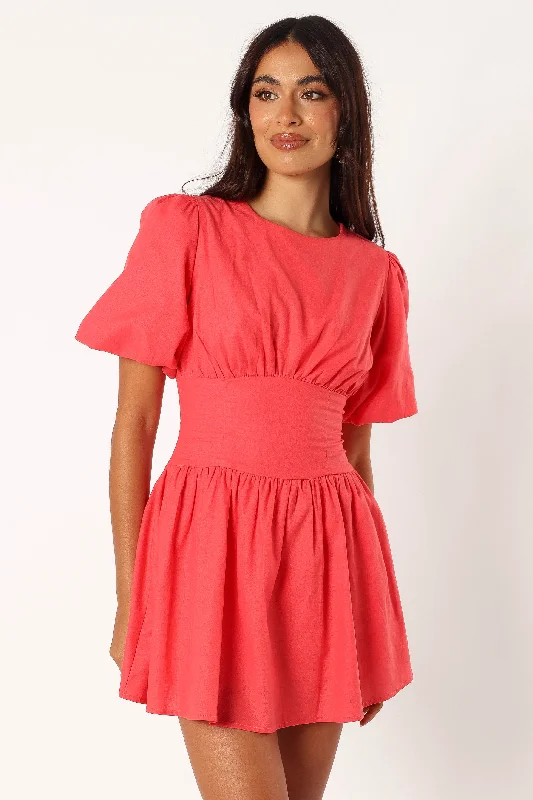 Mini dresses with fringe for a bohemian style Alfie Mini Dress - Coral Red