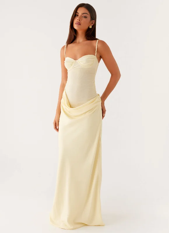 Everyday A - line Dress with Button - down Front​ Romy Maxi Dress - Yellow