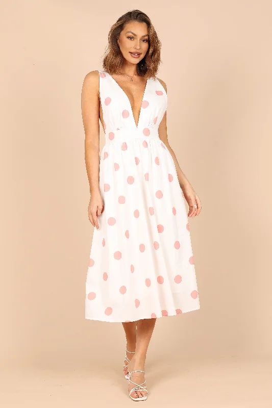Midi dresses with cotton - blend materials for everyday comfort Ulmer Dress - Pink Spot Midi dresses with cotton - blend materials for everyday comfort Ulmer Dress - Pink Spot