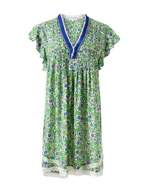 Everyday Dress with Printed Bodice and Solid - color Skirt for a Balanced Look Sasha Blue and Green Floral Mini Dress Everyday Dress with Printed Bodice and Solid - color Skirt for a Balanced Look Sasha Blue and Green Floral Mini Dress