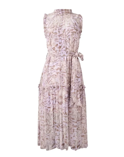 Everyday Dress with Darted Bodice for a Flattering Fit​ Gemma Lilac Print Silk Dress