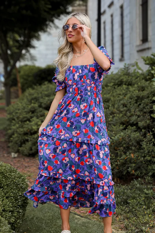 Everyday Dress with Darted Bodice for a Flattering Fit Wonderfully Sweet Purple Floral Maxi Dress Everyday Dress with Darted Bodice for a Flattering Fit Wonderfully Sweet Purple Floral Maxi Dress