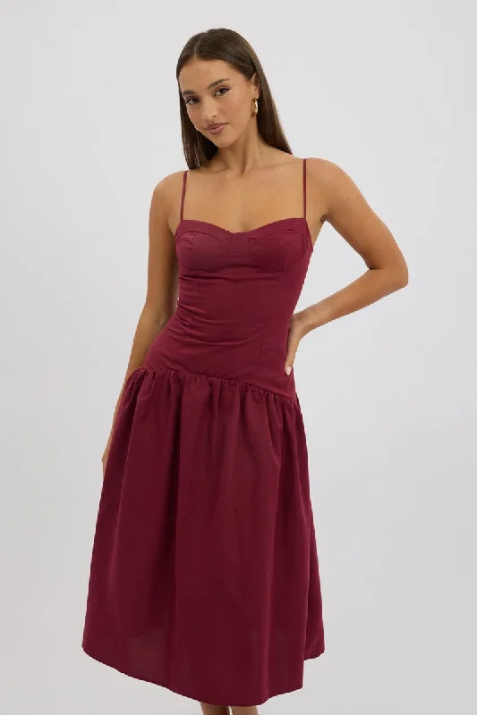 Midi dresses with pleated skirts for a timeless and elegant appeal Red Midi Dress Drop Waist Midi dresses with pleated skirts for a timeless and elegant appeal Red Midi Dress Drop Waist