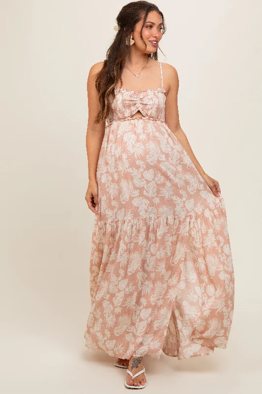 Maternity wrap dress with adjustable belt Light Pink Floral Sweetheart Smocked Front Cutout Maternity Maxi Dress Maternity wrap dress with adjustable belt Light Pink Floral Sweetheart Smocked Front Cutout Maternity Maxi Dress
