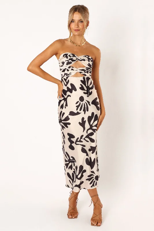 Midi dresses with ruffled hems for a romantic date night Melany Midi Dress - Black