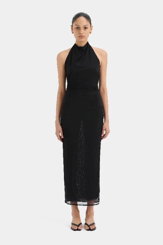 Midi dresses with tassel accents for a bohemian and free - spirited style Jacques Mesh Halter Midi Dress Midi dresses with tassel accents for a bohemian and free - spirited style Jacques Mesh Halter Midi Dress
