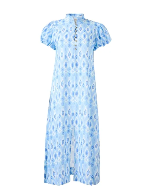  Blue Ikat Midi Dress