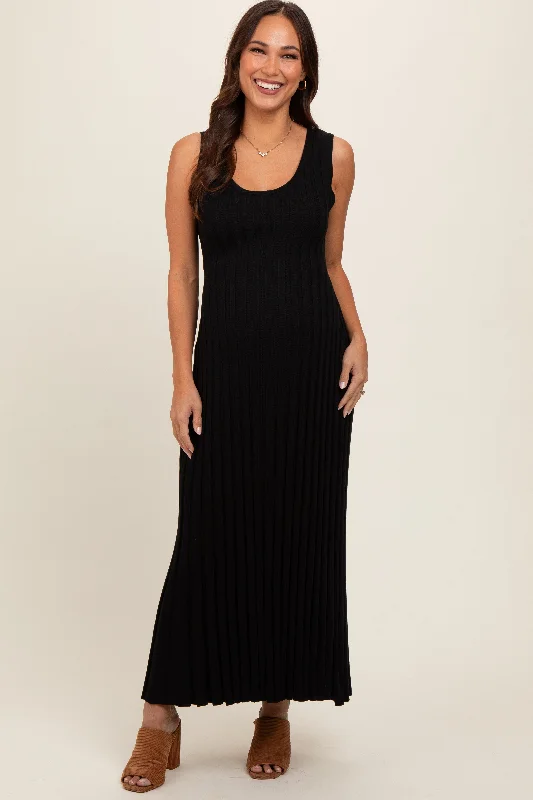 Maternity dress for a baby's first visit to the water garden Black Sleeveless Knit Maternity Maxi Dress Maternity dress for a baby's first visit to the water garden Black Sleeveless Knit Maternity Maxi Dress