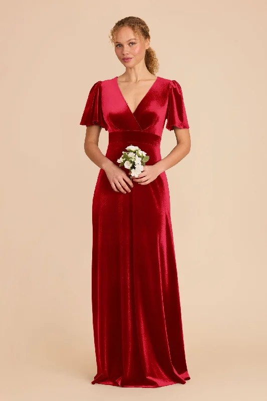 Maternity dress for home - based moms Marni Velvet Dress - Ruby Red