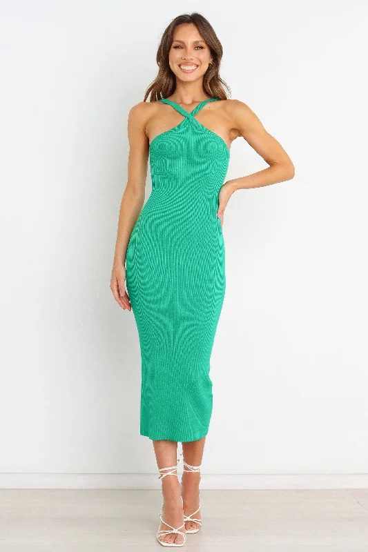 Midi dresses with ruched bodices for a feminine and fitted feel Melara Dress - Green Midi dresses with ruched bodices for a feminine and fitted feel Melara Dress - Green