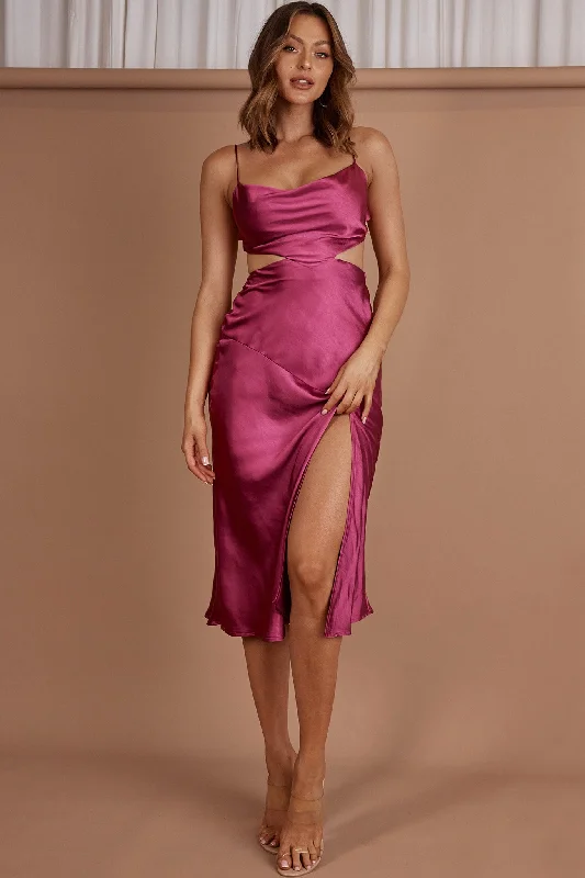 Mini dresses with tiered skirts for added volume Midnight Muse Strappy Back Midi Dress Fuchsia Mini dresses with tiered skirts for added volume Midnight Muse Strappy Back Midi Dress Fuchsia