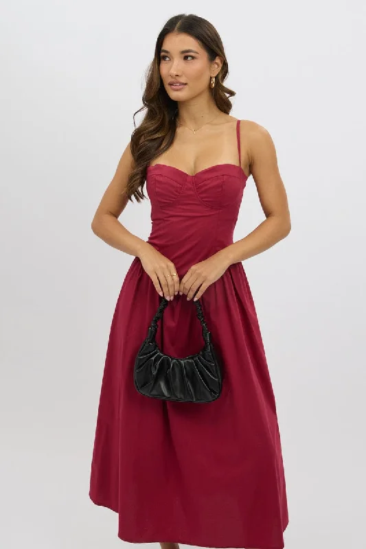 Midi dresses with halter necks for a stylish and comfortable option Red Midi Dress Corset Bust Midi dresses with halter necks for a stylish and comfortable option Red Midi Dress Corset Bust