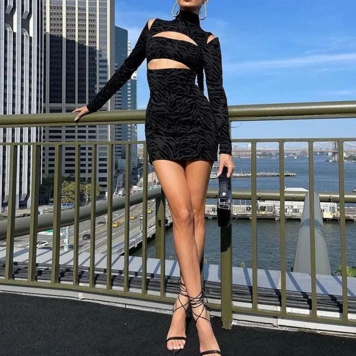 Mini dresses with mesh panels for a sexy and trendy look KittenAlarm - Cait Cut Out Mini Dress