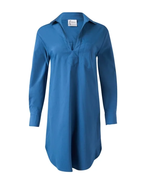 Everyday Dress with Ruched Sides for a Figure - hugging Look Julia Blue Popover Dress Everyday Dress with Ruched Sides for a Figure - hugging Look Julia Blue Popover Dress