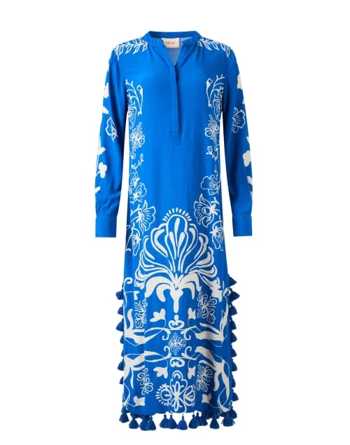  Paolina Blue Floral Crepe Dress