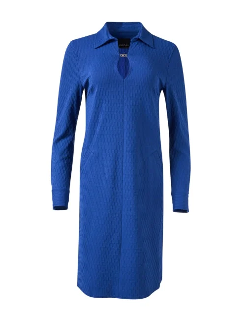 Everyday Dress with Convertible Design for Multiple Looks​ Blue Knit Shift Dress