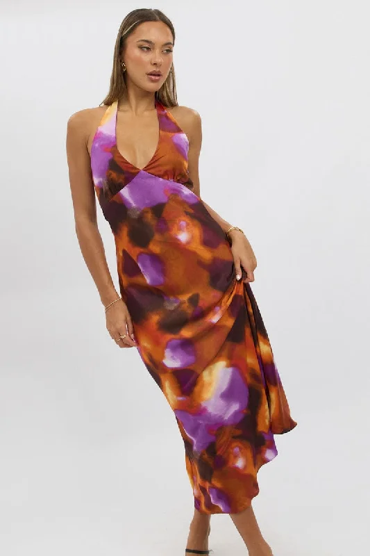 Midi dresses with halter necks for a stylish and comfortable option Multi Abstract Halter Neck Dress Midi Midi dresses with halter necks for a stylish and comfortable option Multi Abstract Halter Neck Dress Midi