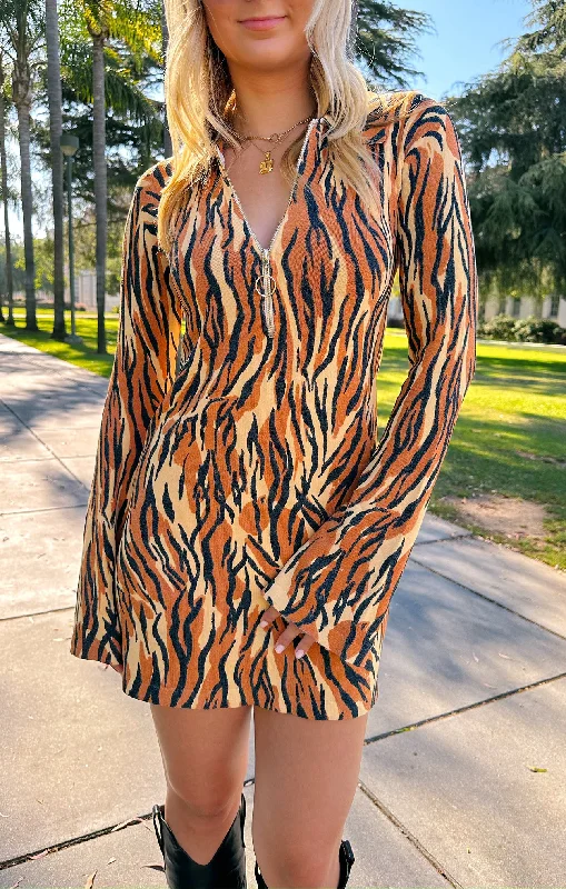 Ruffled mini dresses for a romantic touch Charlie Collar Dress ~ Royal Tiger Knit