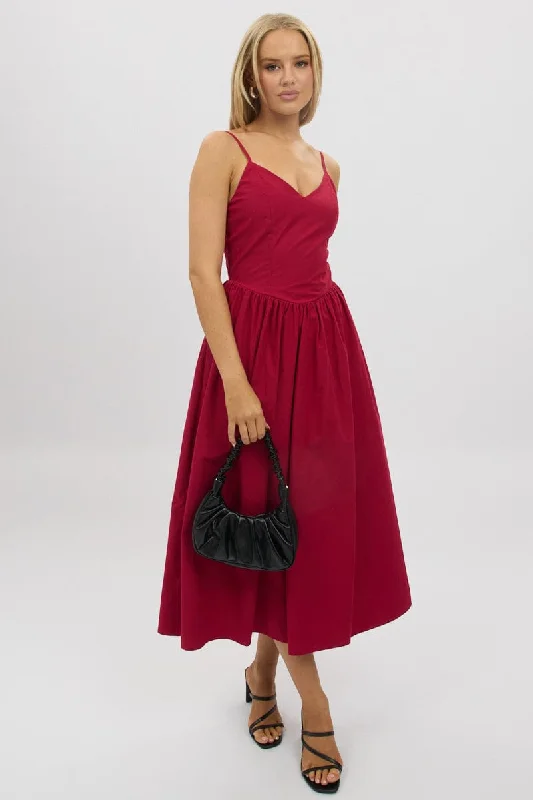 Midi dresses with tassel accents for a bohemian and free - spirited style Red Maxi Dress Singlet Midi dresses with tassel accents for a bohemian and free - spirited style Red Maxi Dress Singlet
