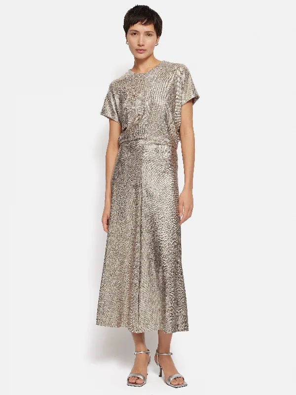 Midi dresses with tassel accents for a bohemian and free - spirited style Metallic Maxi Dress | Gold Midi dresses with tassel accents for a bohemian and free - spirited style Metallic Maxi Dress | Gold