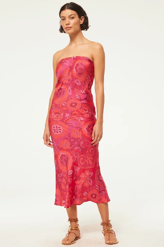 Sheath midi dresses with beaded embellishments for a formal occasion THARA DRESS