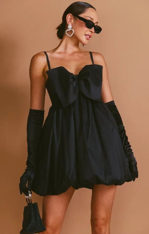 Mini dresses with cut - out details for a trendy look Bubble Bow Mini ~ Black Taffeta Mini dresses with cut - out details for a trendy look Bubble Bow Mini ~ Black Taffeta