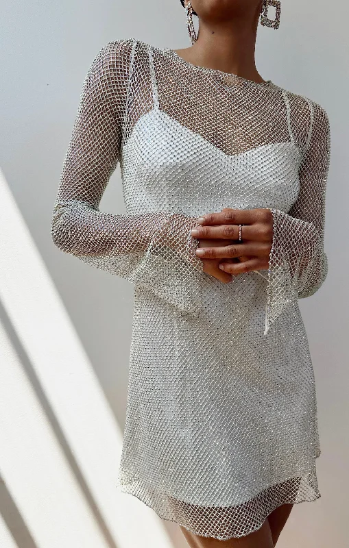Mini dresses with beaded embellishments for a fancy event Iconic Mini Dress ~ White Glitz Mini dresses with beaded embellishments for a fancy event Iconic Mini Dress ~ White Glitz