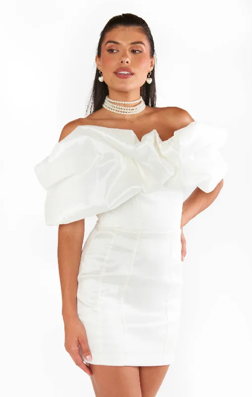 Linen mini dresses for a breathable summer option Major Drama Dress ~ White Taffeta