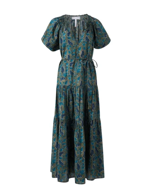  Uva Green Print Cotton Dress