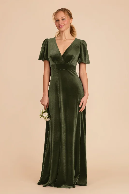 Maternity jersey dress for comfort Marni Velvet Dress - Olive