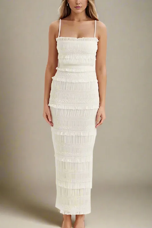  Elyssa Bodycon Wrap Maxi Dress - Ivory White
