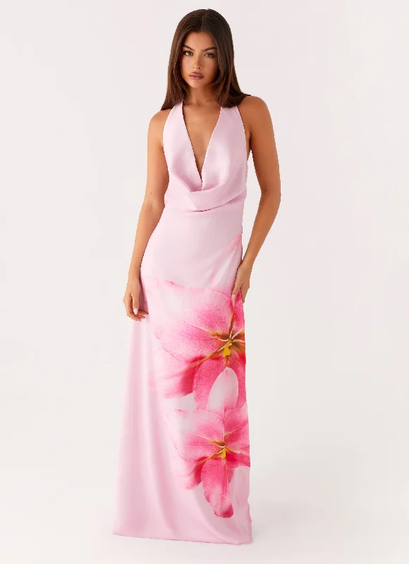  Bryony Cowl Maxi Dress - Pink