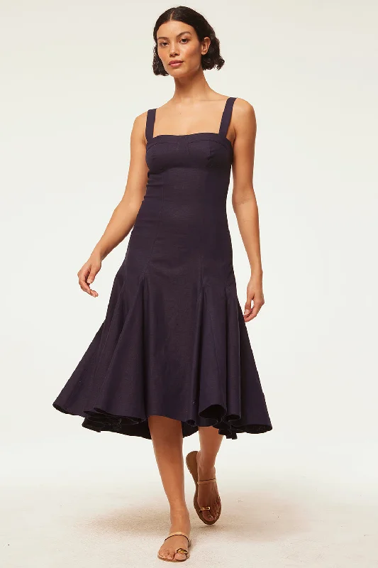 Midi dresses with lace - up fronts for a unique and adjustable style CHERISH DRESS