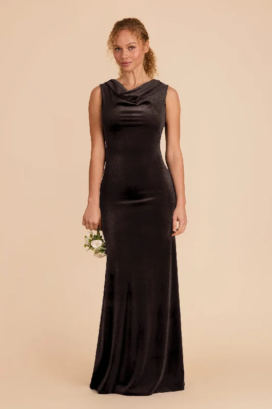 Maternity dress for a baby's first visit to the science center Fallon Velvet Dress - Espresso Maternity dress for a baby's first visit to the science center Fallon Velvet Dress - Espresso