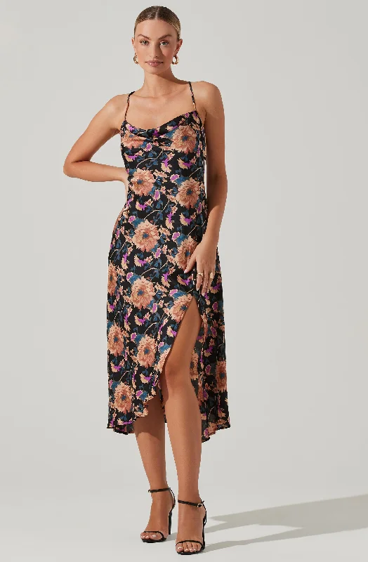 Midi dresses with one - shoulder designs for a modern and asymmetric style Gaia Floral Midi Dress Midi dresses with one - shoulder designs for a modern and asymmetric style Gaia Floral Midi Dress
