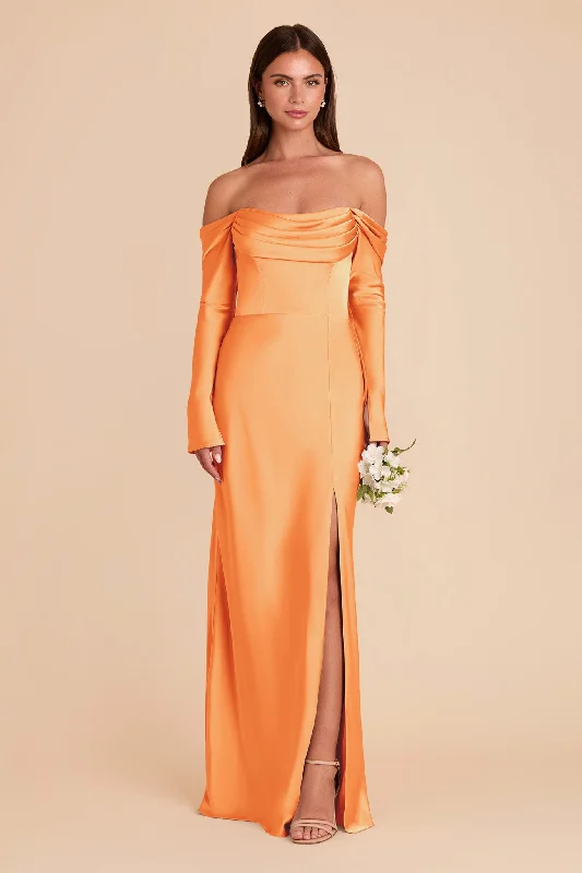 Maternity dress for a baby's first haircut Maya Matte Satin Dress - Apricot